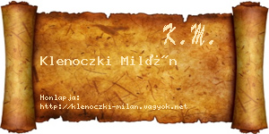 Klenoczki Milán névjegykártya